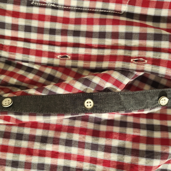 MBX Denim Wear Men's Short Sleeve Button Shirt Red/Blue Size M - Picture 16 of 16